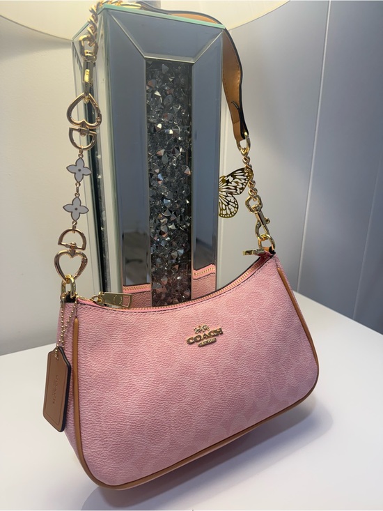 Coach Accessories - Coach Pink Suede Shoulder Bag with Gold Hardware